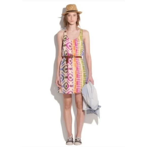 Broadway & Broome Ikat Print 100% Silk Sleeveless‎ Mini Dress Multicolor Size 2 - Picture 1 of 7